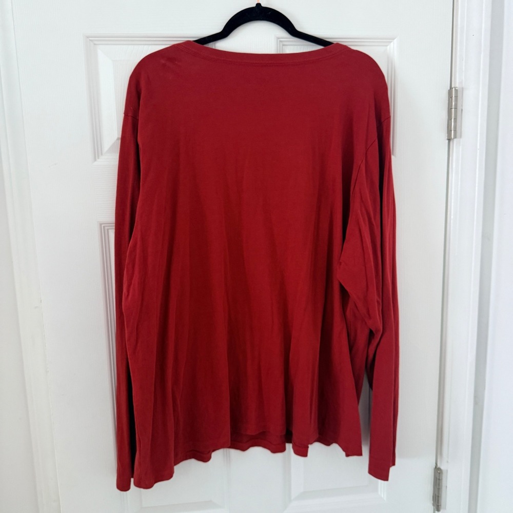 Life is Good Womens XXXL Red Log On Camp‎ Graphic Crusher Tee Long Sleeve V-Neck - Picture 5 of 5